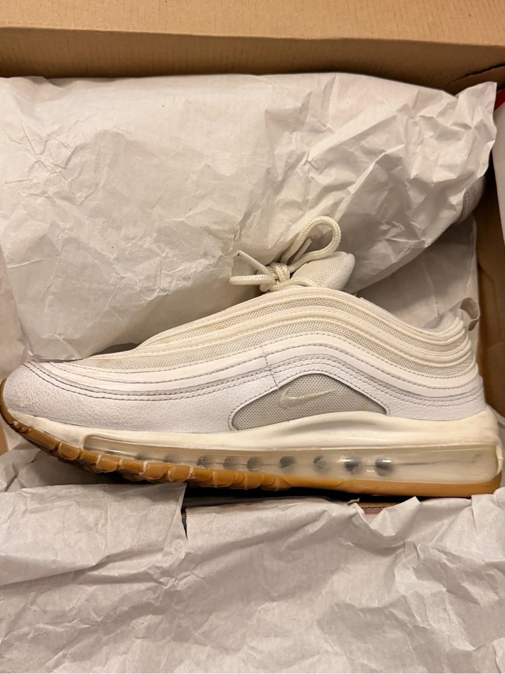 Nike Air Max 97 Low-Top Sneakers in Cream with Gum Sole